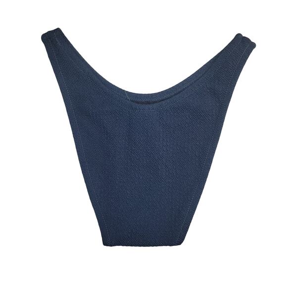 J Crew Bikini Bottom Textured curved-waist cheeky Size XS Blue BC050 - Picture 2 of 6